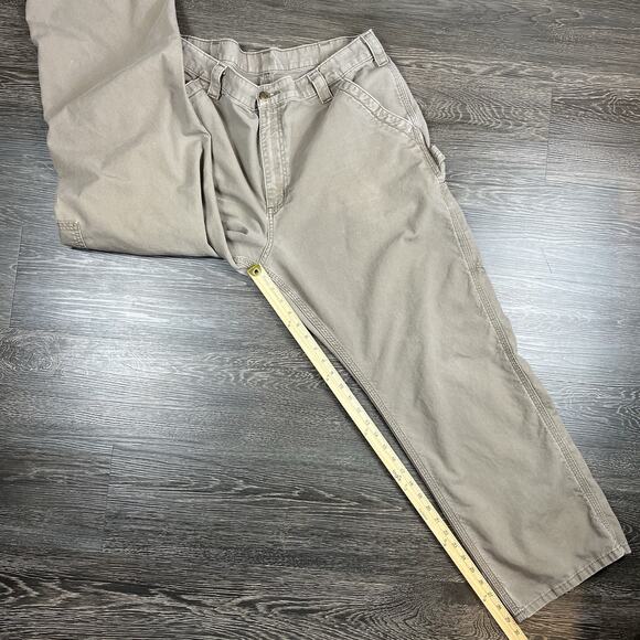 Carhartt Mens Canvas Loose Fit Work Dungaree Khaki 38x20 Rugged Workwear Outdoor - Picture 8 of 12